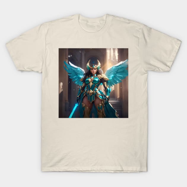 Warrior Of Avalon: Winged Guardian Of The Heavenly City T-Shirt by Diador